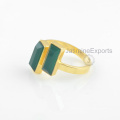 El surtidor al por mayor para el anillo verde del ónix, la joyería de los anillos de la piedra preciosa del onyx del oro 18k